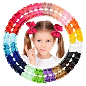 10 inches Girls Hair Bows Alligator Clips Grosgrain Ribbon Hair Barrettes 10PCS - Picture 1 of 2