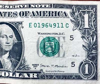 1964 Sept 11 Birthday Note One Dollar Bill 2017A Series  E 0-1964-9-11 C - Image 1 of 3