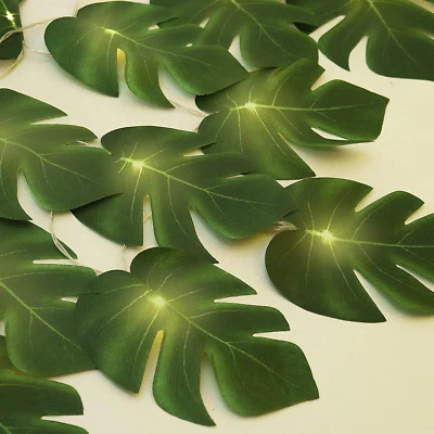 20 LED Monstera Leaf String Lights, Tropical Artificial Rattan Palm Leaves Wall - Image 1 of 4