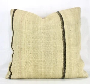 Dekorativer türkischer beige brauner Kelim Kissenbezug 24 Zoll Vintage großes Kelim Kissen - Bild 1 von 9
