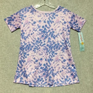 Cat & Jack Girls Nightgown Small 6/7 Pullover Short sleeve Tie-Dye Purple Pink - Picture 1 of 5