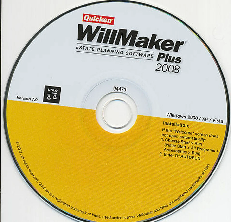 Quicken WILLMAKER PLUS 2008 Edition - Estate Planning Nolo Will Maker CDRom NEW - Image 1 of 1