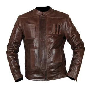 Men's Brown 100% Genuine Leather Biker Sheepskin Real Lambskin Leather Jacket - Picture 1 of 7