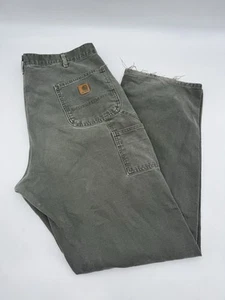 CARHARTT Pants Men's 40x36 Green Canvas Duck Carpenter Workwear ~B11MOS - Picture 1 of 14