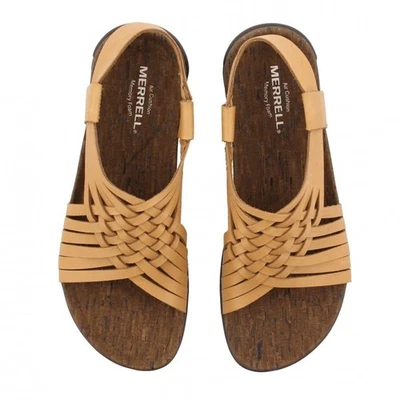 Sandalias cómodas Merrell District Mahana con correa trasera de cuero genuino beige talla 9 Foto 1 de 4