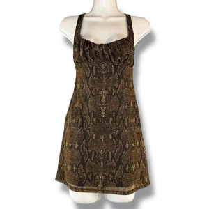 Urban Outfitters Mini Mesh Leopard Print Sleeveless Y2K Slip Dress Size PS - Picture 1 of 7