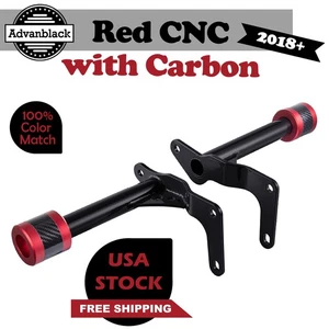 Red w/ Carbon ProTek Performance Rear Crash Bar Sliders For Harley Softail M8 - Imagen 1 de 7