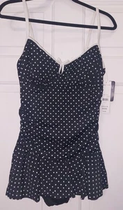 Simply Slim Tummy Control Black and White Polka Dot Swimsuit Size Large 12/14  - Picture 1 of 10