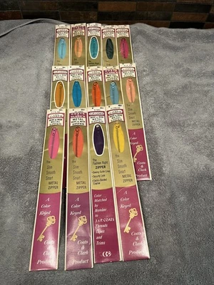 14 Vintage J&P Coats 6" Skirt or Neck Opening Metal Zippers Various Colors NOS - Image 1 of 4