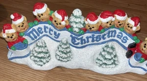 Vintage Frohe Weihnachten Resin Keramik Teddybären Sammlerstück - Bild 1 von 5