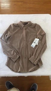 NWT $148 KAREN KANE LIFESTYLE Brown Shirt BUTTON SHIRT Small E53 - Picture 1 of 3