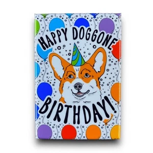 Red White Corgi Dog Birthday Magnet Handmade Celebration Gift 2x3" - Picture 1 of 7