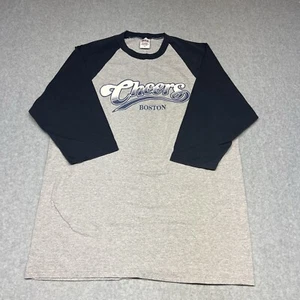 ANVIL Mens 3/4th Sleeve "Cheers, Boston" T-Shirt, Size Large 100% Cotton - Picture 1 of 6