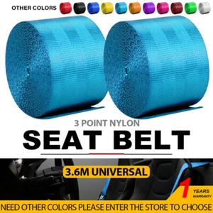 2x Sky Blue Seat Belt Webbing Polyester Seat Lap Retractable Nylon Safety Strap - Picture 1 of 12