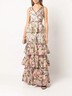 Robe Marchesa Notte Brocart Métallisé Imprimé Floral - Taille 4 à 12, Neuve Avec étiquettes