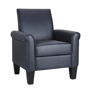 Modern Faux Leather Accent Chair Upholstered Living Room Arm Chairs Single Sofa - Picture 1 of 12