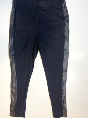 IMAN Mujer 1X Leggings Negros Rayón con Cuero Real Ribete Cintura Elástica Sin Usar Foto 1 de 4