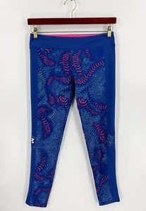Under Armour Girls Size XL Blue Pink Athletic Workout Leggings Full Length NEW - Picture 1 of 5