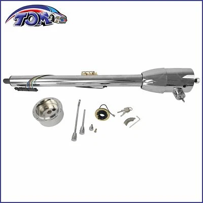 Chrome Stainless 32" Manual Floor Shift Tilt Steering Column Ignition Key For GM - Image 1 of 4
