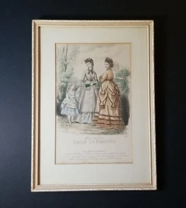 Original antique lithograph print MODES DE PARIS Journal des Demoiselles Framed - Picture 1 of 8