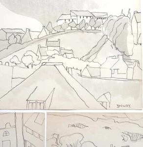 ANSICHTEN VON QUIMPER 1949 Lot von 3 ZEICHNUNGEN SKIZZEN signiert LOUIS DUGUY 1928 2006 - Bild 1 von 9