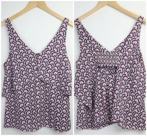 Womens Ruffle Tank Top Chelsea 28 Size XS Shirt Tiered Cami Elastic Cutout Back - Picture 1 of 8