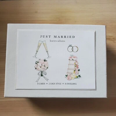 Caja de tarjetas de notas recién casadas Karen Adams 8 tarjetas surtidas con sobres de vitela Foto 1 de 4
