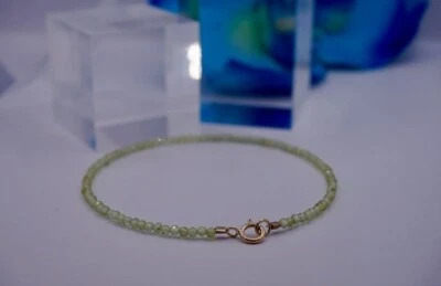 Dainty Peridot Faceted Round Gemstone Beaded August Birthstone Bracelets 6-8'' - Image 1 of 4