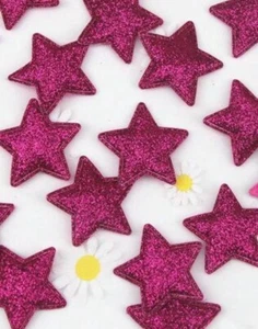 20 X Deep Pink Star Padded Appliqués For All Crafts 33x33mm - Picture 1 of 2