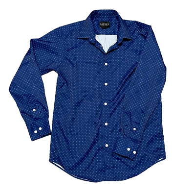 Camisa Ralph Lauren para niños etiqueta negra punto azul abotonada sin logotipo de hierro talla 14 Foto 1 de 4