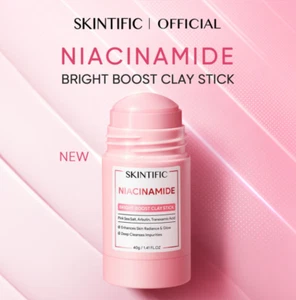 SKINTIFIC Niacinamide Bright Boost Clay Stick - Enhance Skin Radiance & Glow 40g - Picture 1 of 10