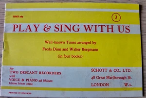 PLAY & SING WITH US WELL KNOWN TUNES 2 DESCANT RECORDER SHEET MUSIC (1954) - Picture 1 of 5