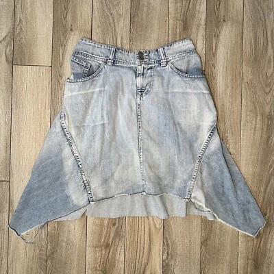 Vintage LONDONJEAN Light Wash Denim Shark Bite Hem Skirt - Image 1 of 4