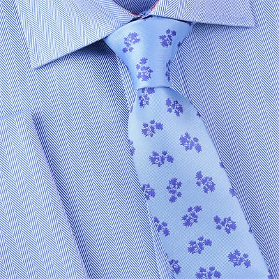 Corbata Azul Floral 3" Regular Corbata Sexy Diseñador de Lujo Moda Formal Flor GQ Foto 1 de 4
