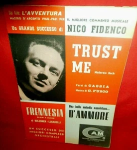 NICO FIDENCO Trust me dal Film L'avventura OST Frennesia d'ammore Spartiti 1961 - Imagen 1 de 1