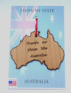 Adorno País de Australia Madera Hecho en EE. UU. Recuerdo de Viaje - Imagen 1 de 3