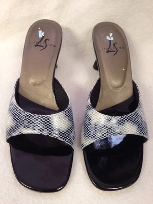 Tacones zuecos Life Stride talla 8 M aspecto serpiente diseño punta abierta Foto 1 de 4