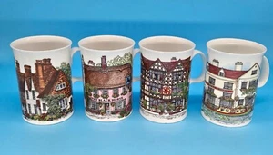 4 Dunoon Fine Bone China Mugs Cottage Village Inn Hamlet Coffee Cups England Vtg - Picture 1 of 10