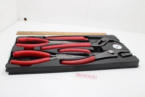 Snap-on 4 Piece Plier Set Slip Joint Needle Nose Plumbers Red Soft Grips USA - Picture 1 of 21