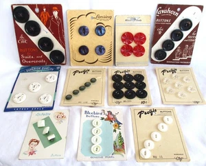 11 Cards of Vintage Sewing Buttons * Pacific - Luckyday – Chic - Lansing * New - Picture 1 of 1