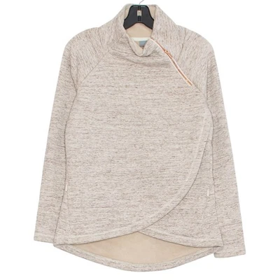 Athleta Sweatshirt Cozy Karma Asymmetrical Fleece Lined Athleisure Oatmeal XS - Image 1 of 4