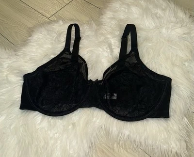 Sujetador minimizador de encaje HSIA sin forro sin relleno transparente con aros para mujer 38D negro Foto 1 de 4