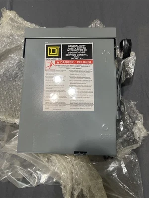 Interruptor de seguridad de servicio general Square D no fusible 60A 240 Vac DU222RB Foto 1 de 3