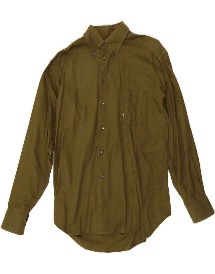 Рубашка мужская TRUSSARDI размер 39 15 3/4 средний зеленый хлопок DM88 - Изображение 1 из 3