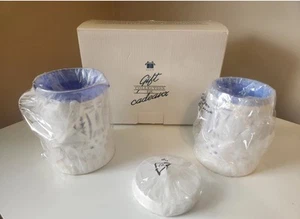 NEW Avon Royal Sapphire Collection Creamer & Sugar Blue Glass Silver Plated Set - Picture 1 of 9