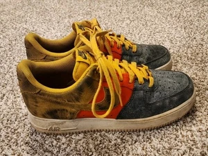 Size 9.5 Nike Air Force 1 '07 LV8 Dark Sulphur Tie-Dye Men’s CZ0337-700 JEAN - Picture 1 of 6