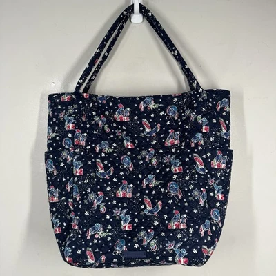 VERA BRADLEY Bright Large Zip Tote Shoulder Bag 23731-M06 Holiday Owls Navy NWOT - Image 1 of 4