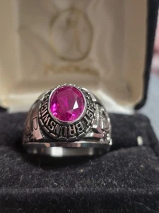 Vintage 1989 East Brunswick NJ Vocational Tech Ultrium & Gold Ruby Class Ring - Picture 1 of 6