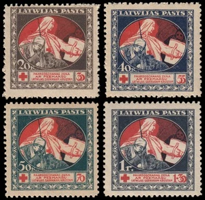 Letonia Latvia 55/58 1920 Sobretasa en beneficio de la Cruz Roja MH - Imagen 1 de 1