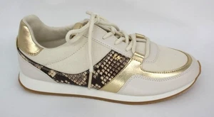 NEU Michael Kors Damen-Sneaker elfenbeinfarben & goldfarben Logo Größe 7 - Bild 1 von 5